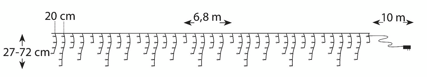 Led-sarja Airam jääpuikko 140 lediä lämmin valkoinen 6,8m