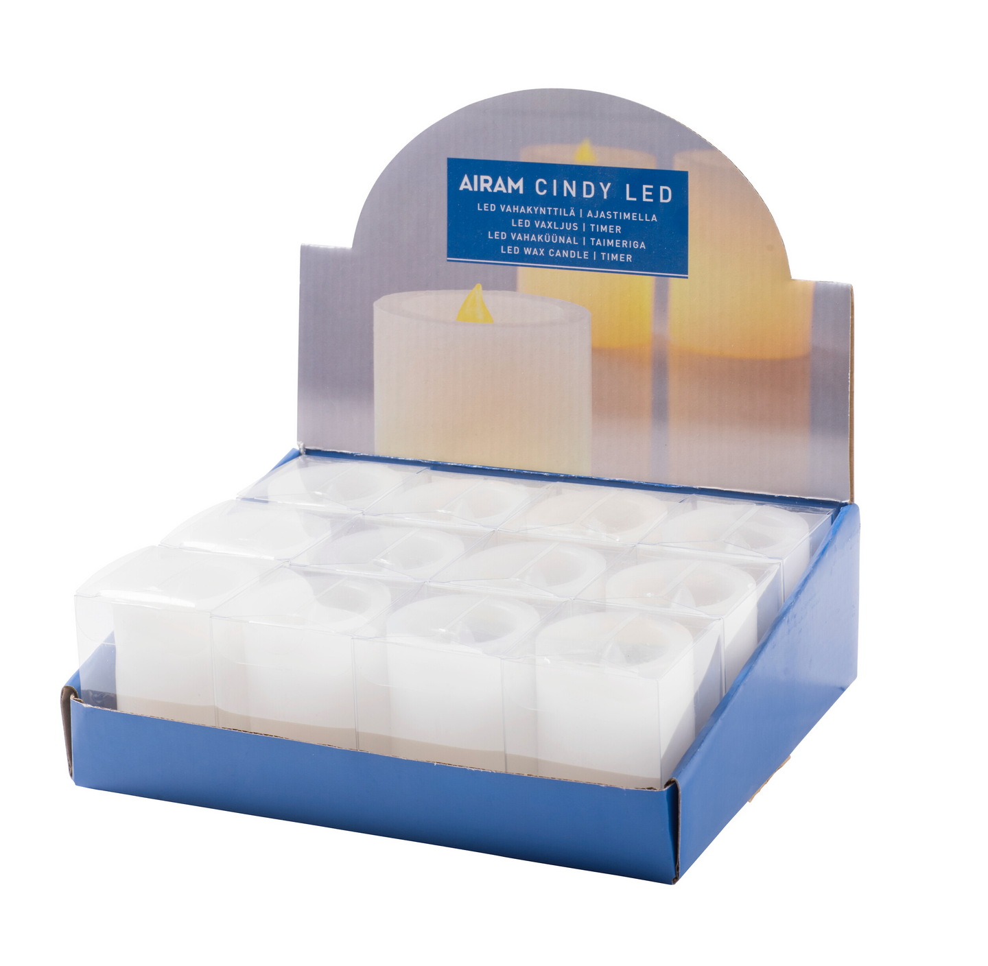 Vahakynttilä Airam Cindy led aJastimella 6,5cm valkoinen