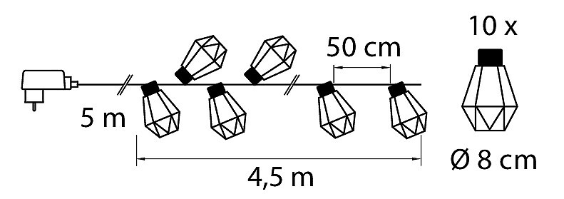 Lamppusarja Airam Aureo 10led 4,5m IP44
