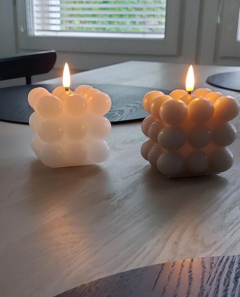 Led-kynttilä CELLO Cube 7,3cm beige