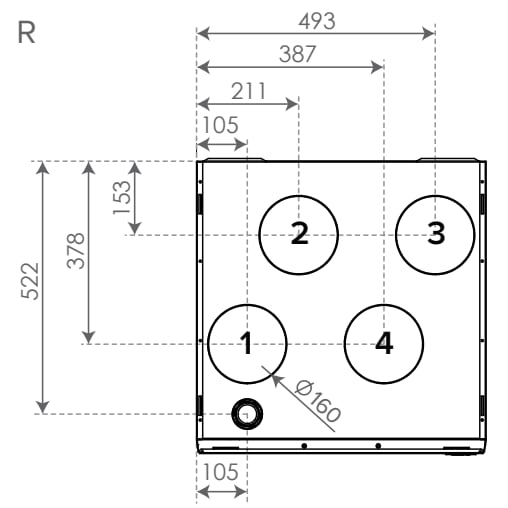 Kattoasennuslevy Vallox 125c R/l