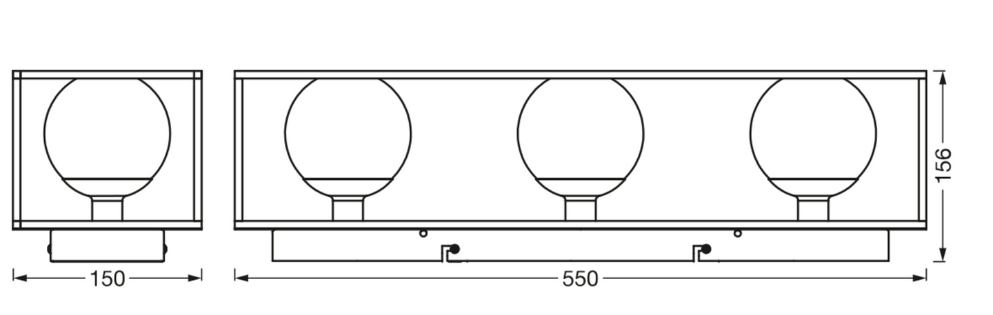 Kattovalaisin LEDVANCE Deco Square IP44 550x150mm 3xG9