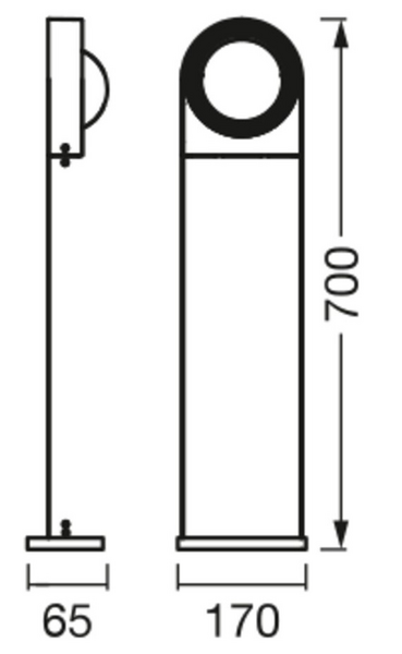 Ulkopylväsvalaisin LEDVANCE Smart+ wifi Swing Round 70cm