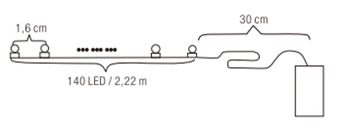 Valosarja CELLO Silver 140led IP44