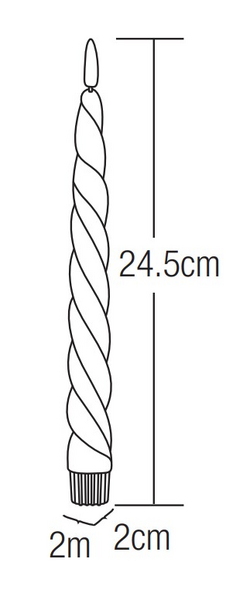 Led-kynttilä Cello kierre 2kpl 24,5cm valkoinen