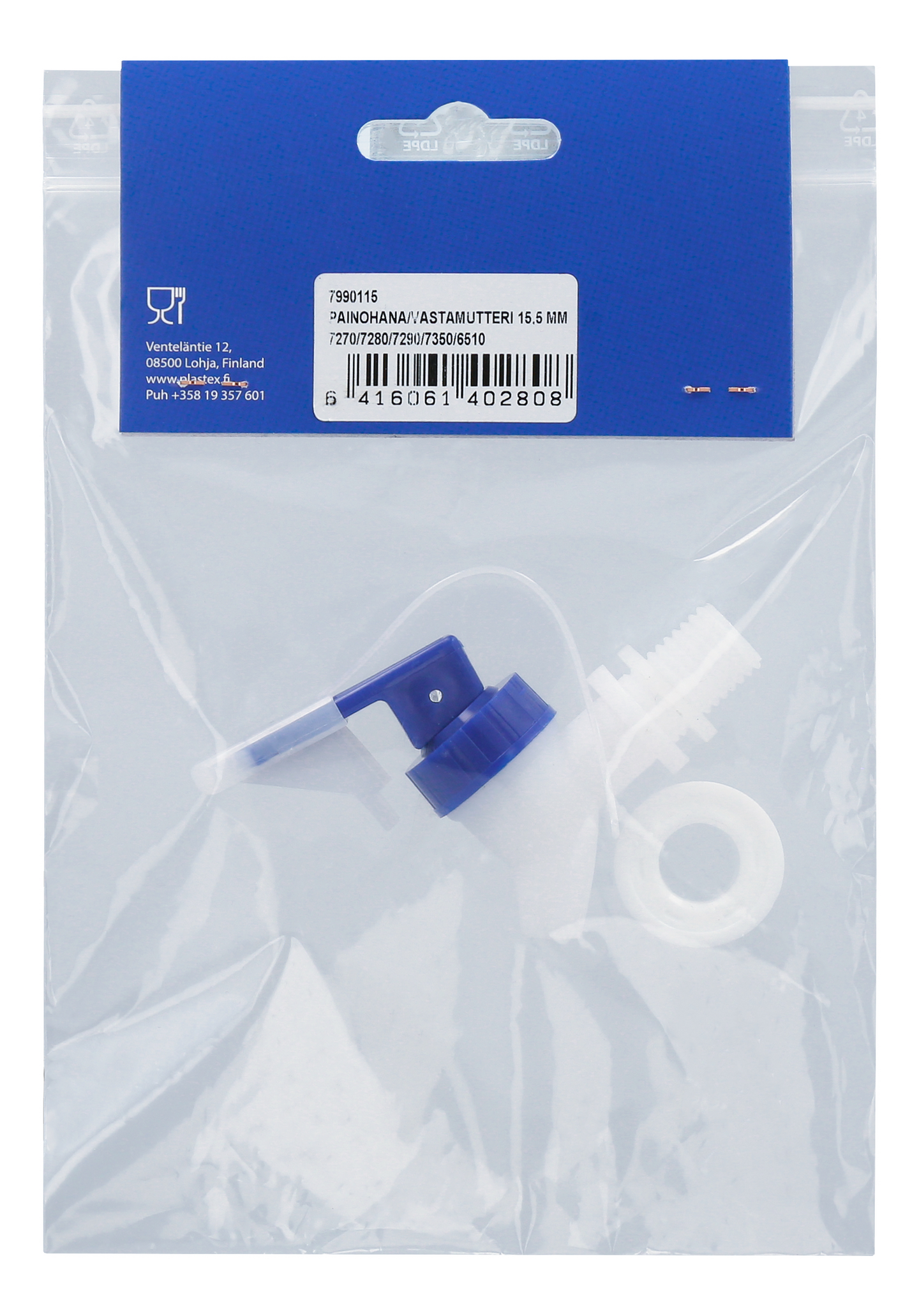 Painohana/vastamutteri Plastex 15,5mm