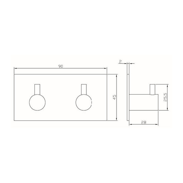 Tarrakoukku Cello Modena 2 koukkua ruostumaton teräs harjattu
