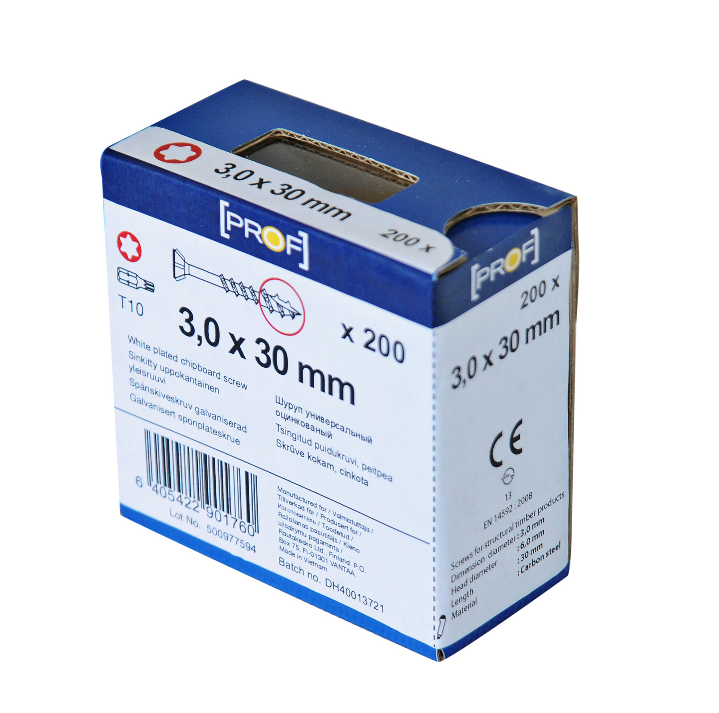 TRÄSKRUV T10 3X30 FZB 200ST PROF