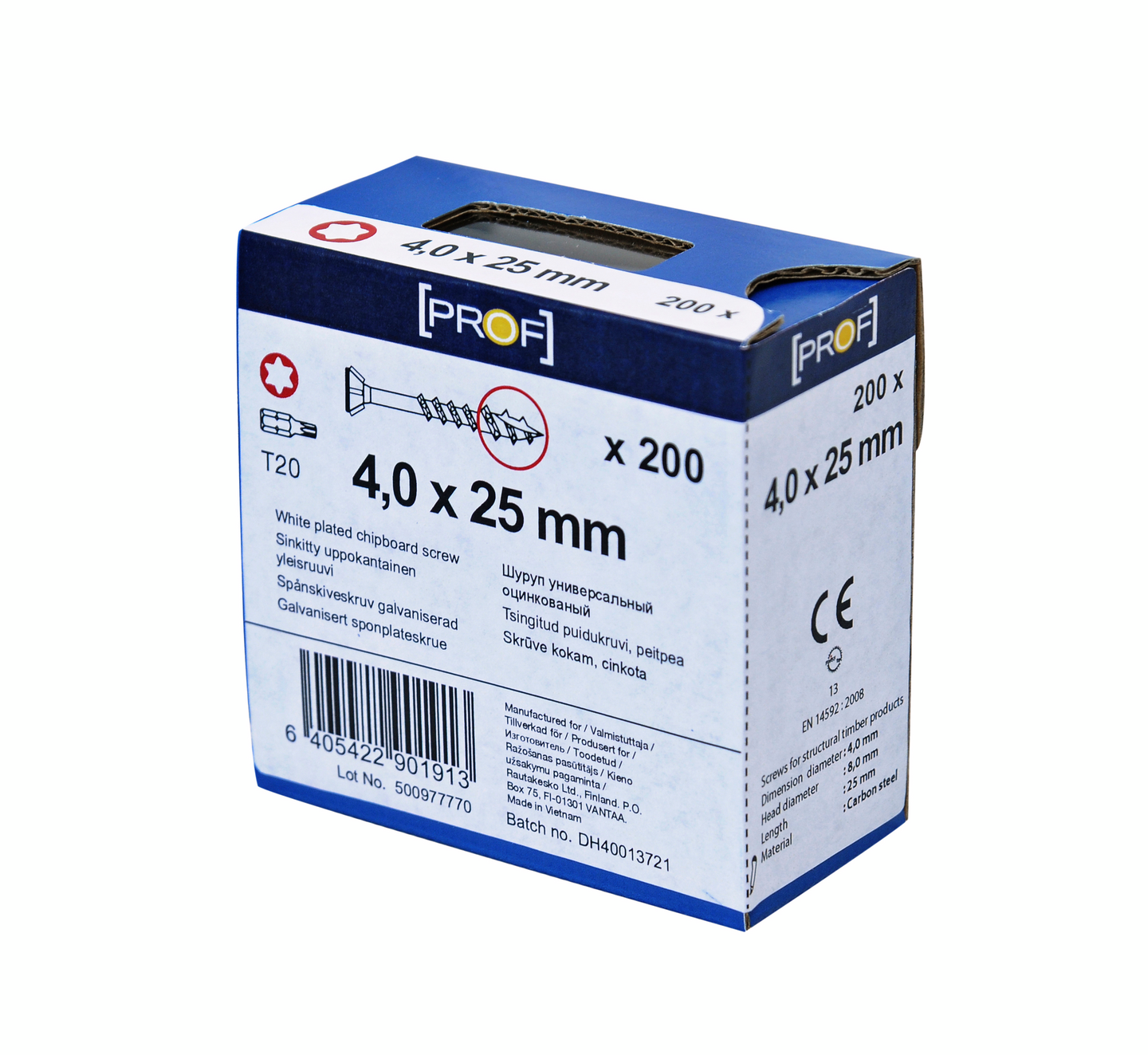 TRÄSKRUV T20 4X25 FZB 200ST PROF