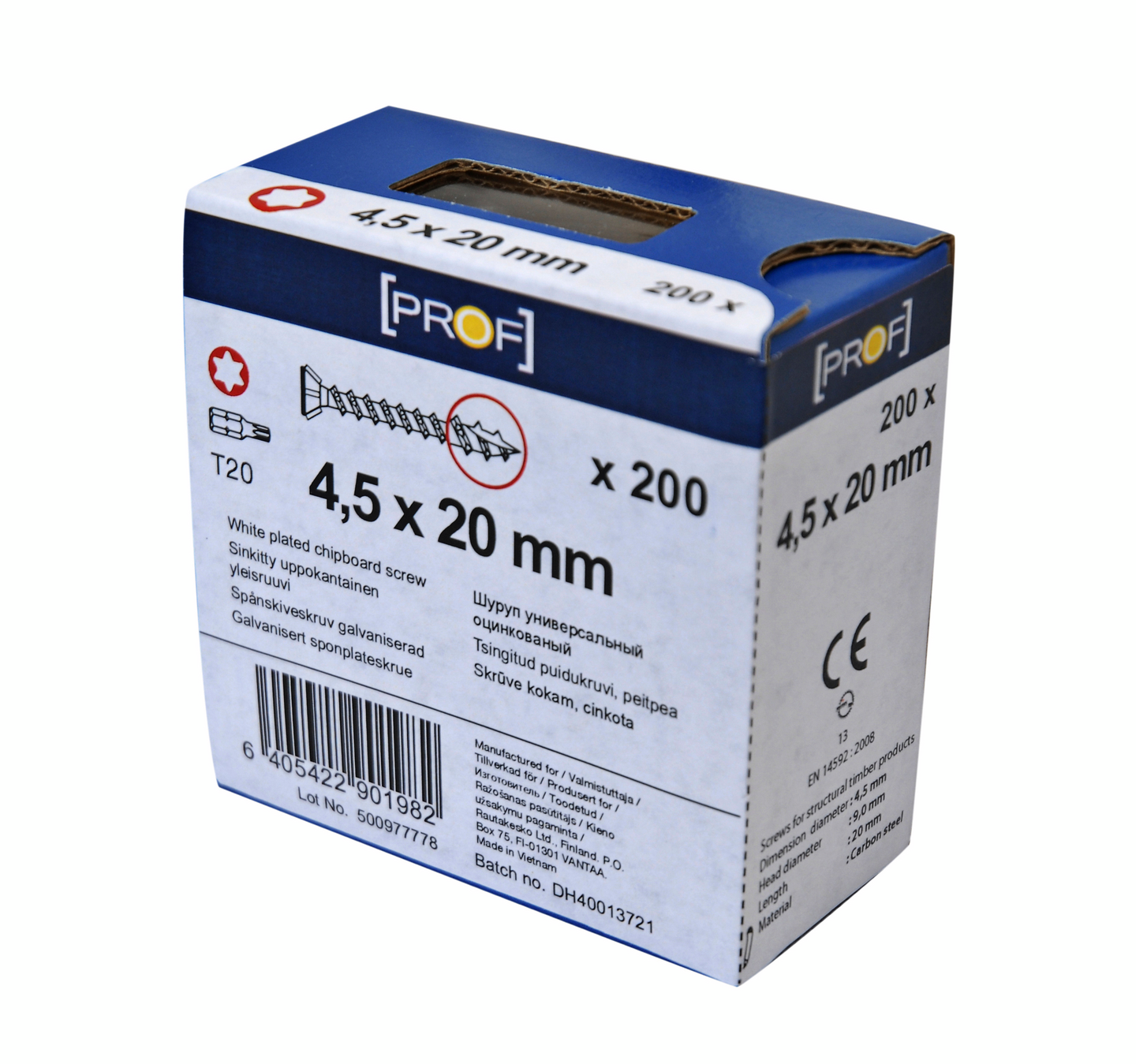 TRÄSKRUV T20 4,5X20 FZB 200ST PROF