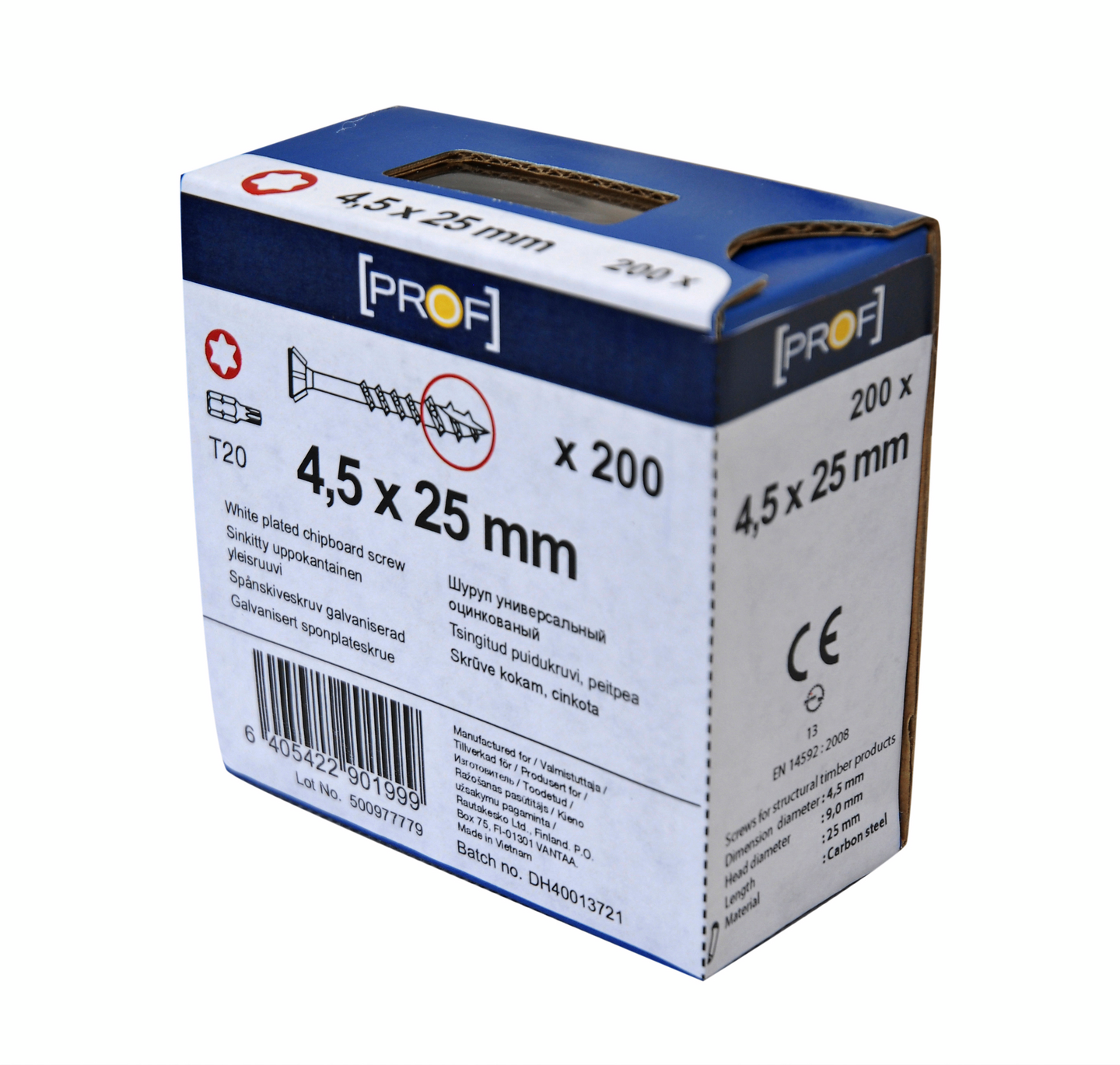 TRÄSKRUV T20 4,5X25 FZB 200ST PROF