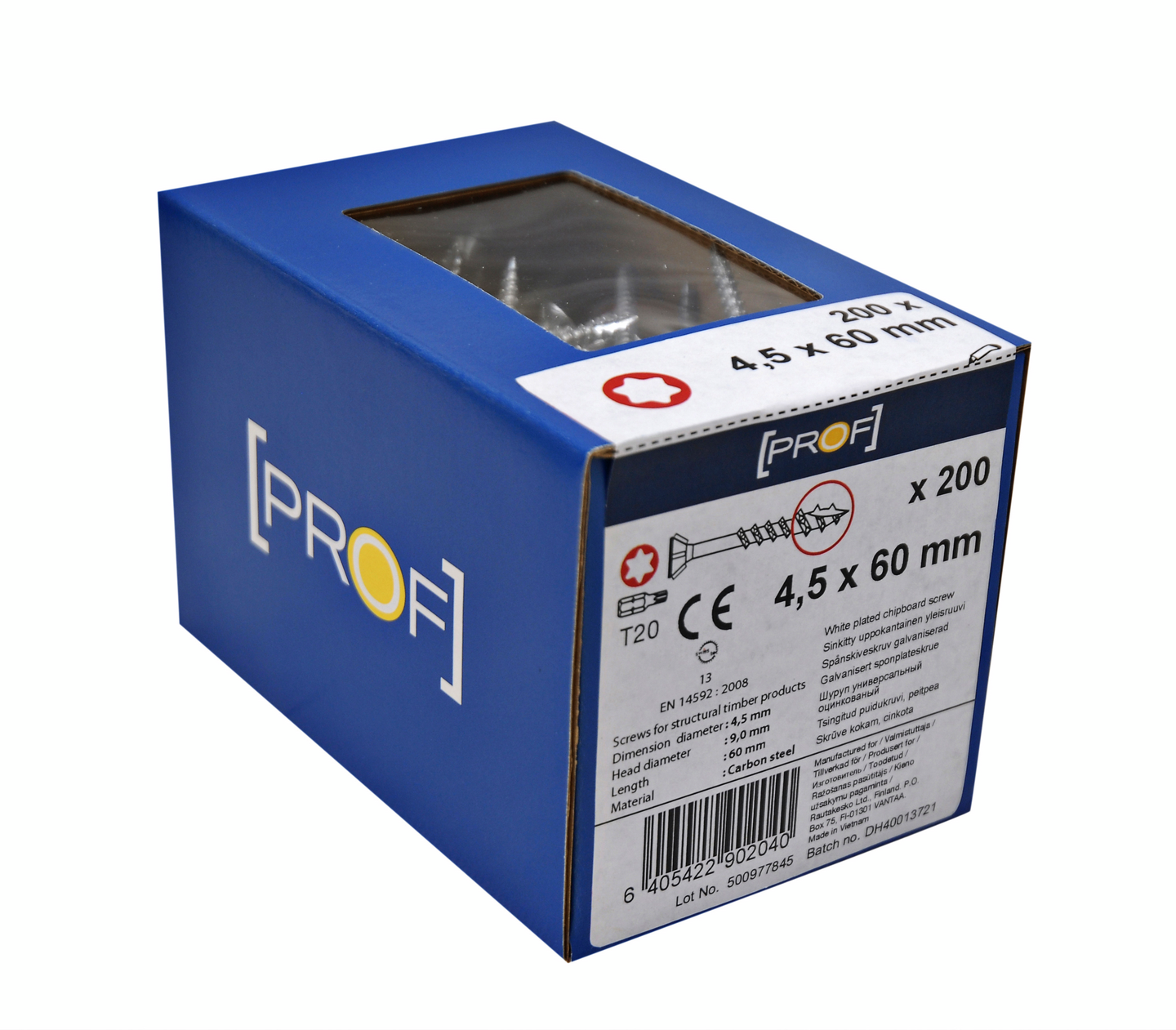 TRÄSKRUV T20 4,5X60 FZB 200ST PROF