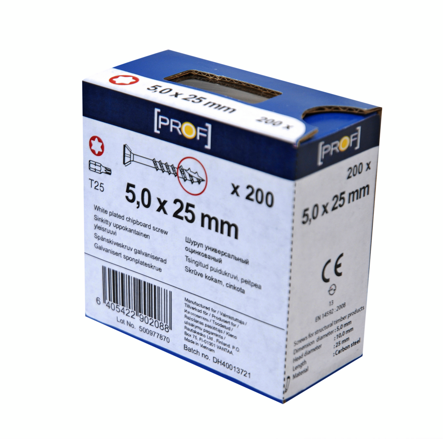 TRÄSKRUV T25 5X25 FZB 200ST PROF