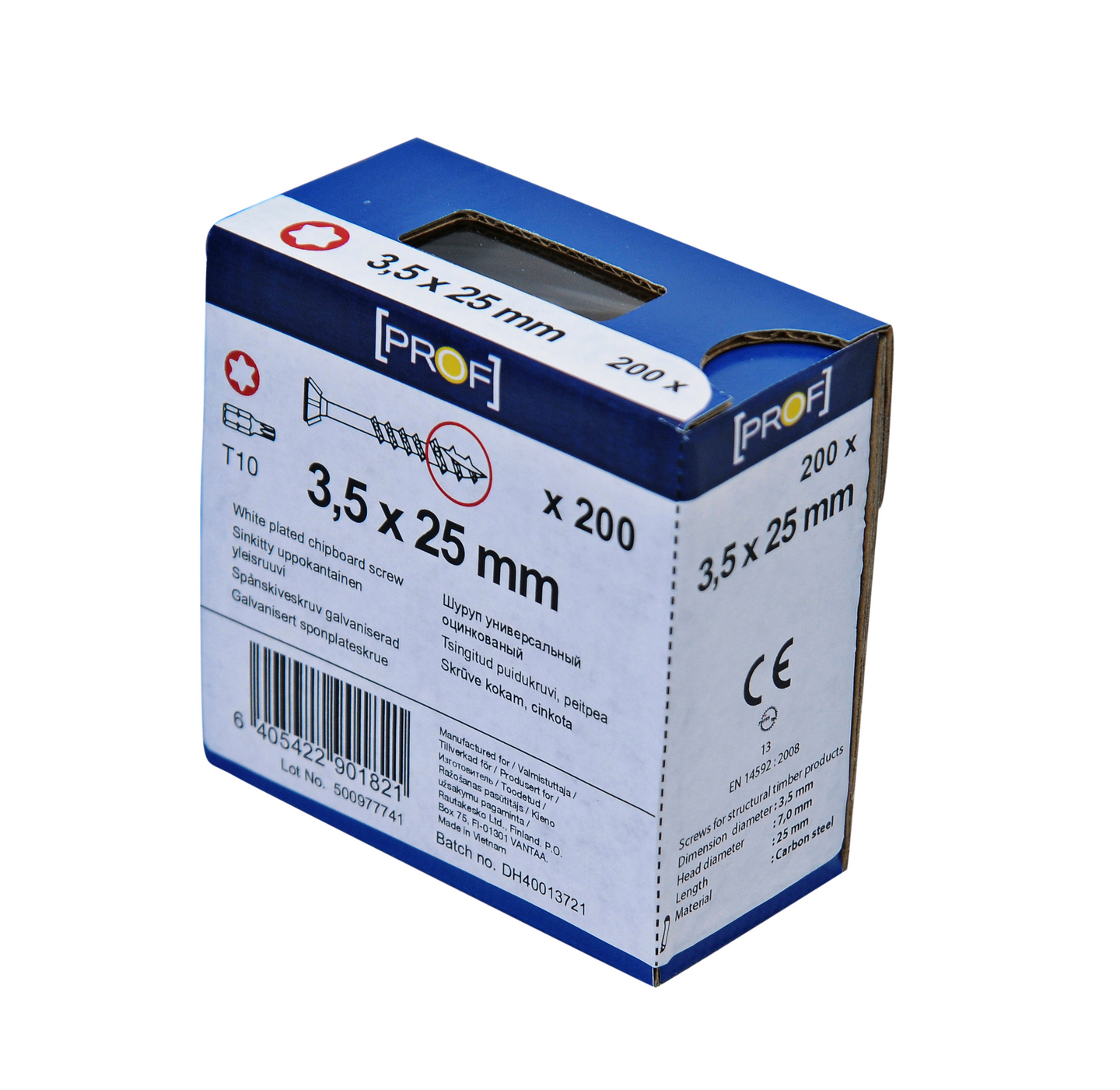 TRÄSKRUV T10 3,5X25 FZB 200ST PROF