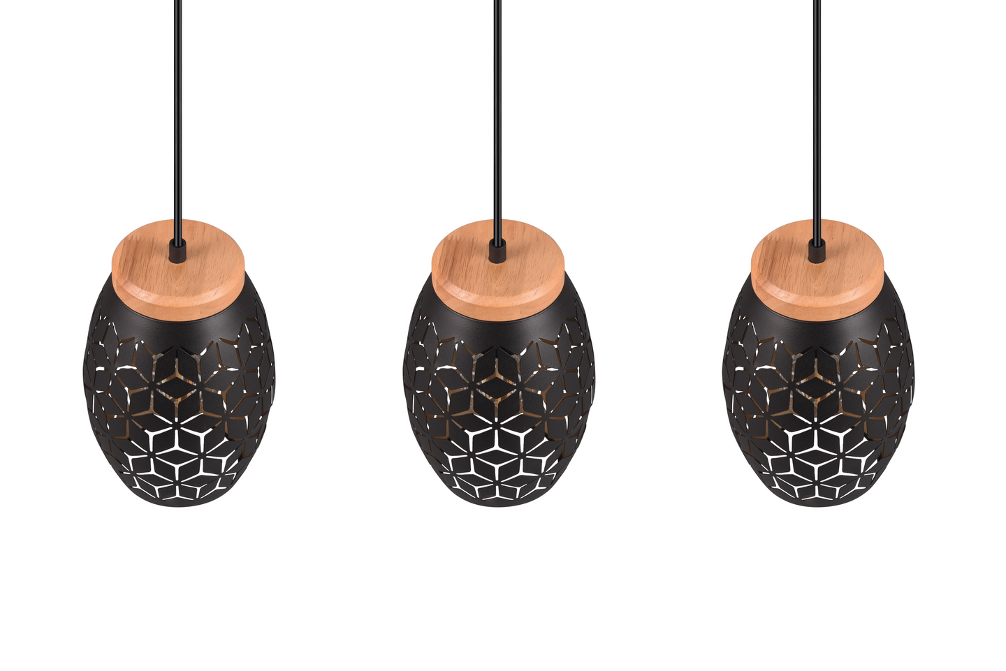 Riippuvalaisin TRIO Bidar E27 3-osainen musta/kulta