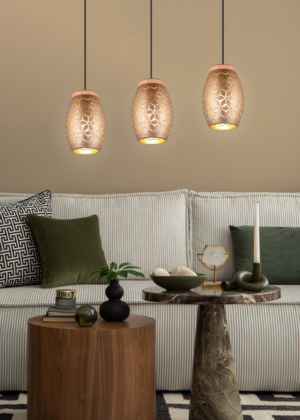 Riippuvalaisin TRIO Bidar E27 3-osainen kahvinruskea