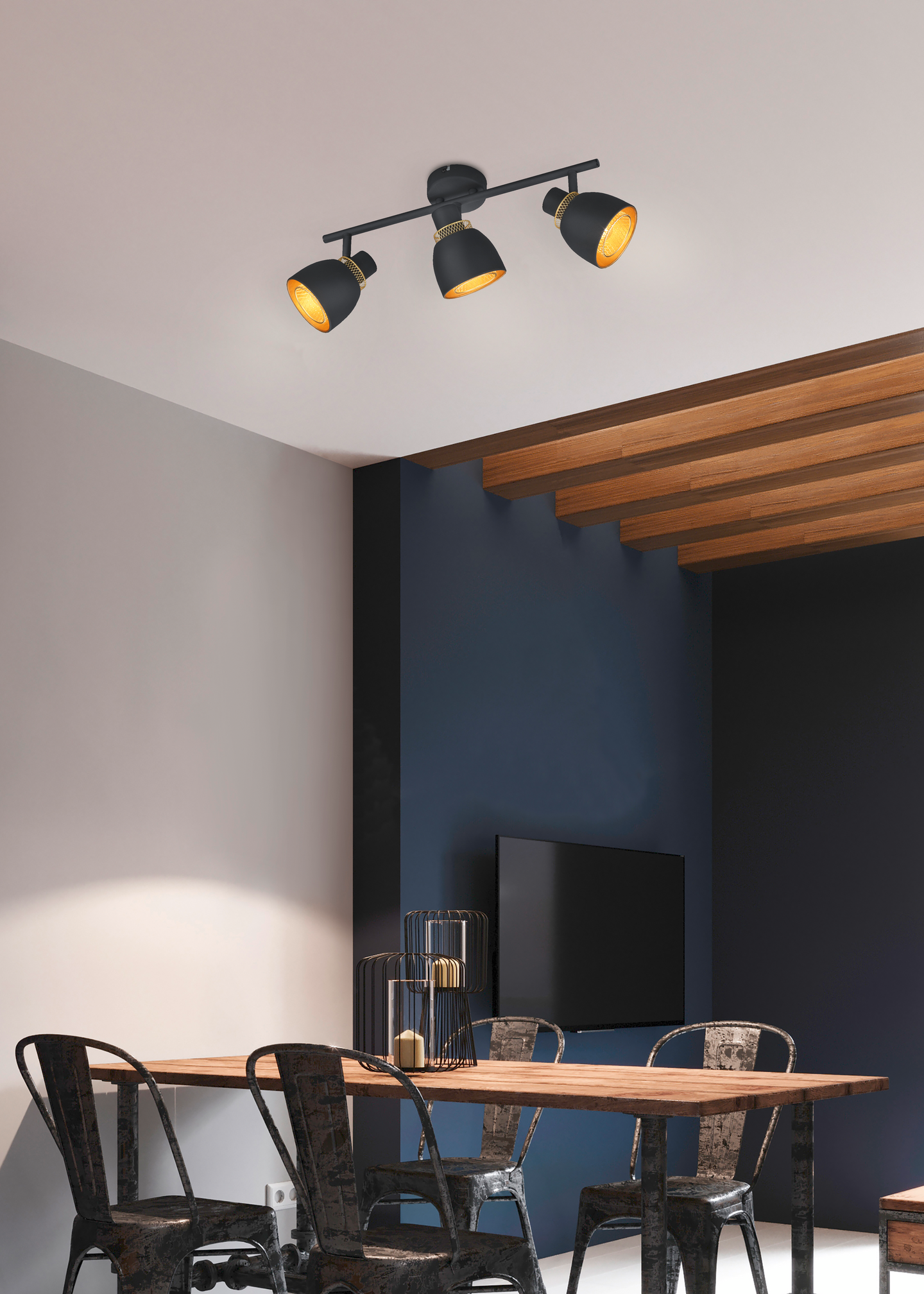 Spotti TRIO Punch E14 3-osainen mattamusta/kulta