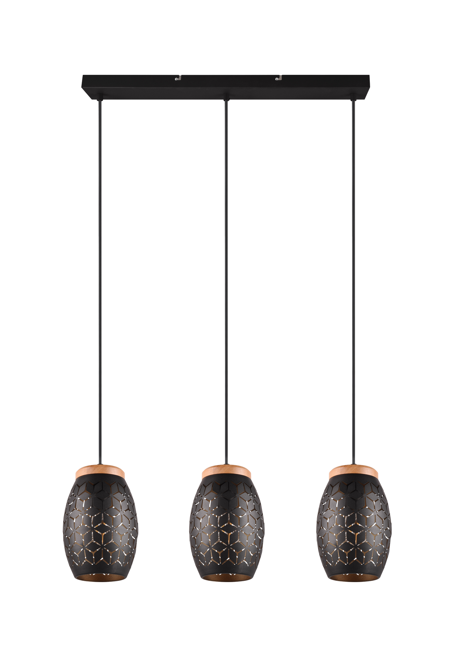 Riippuvalaisin TRIO Bidar E27 3-osainen musta/kulta