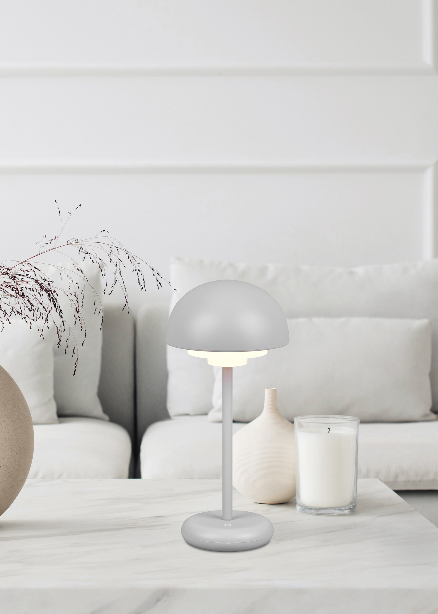 Pöytävalaisin TRIO Elliot led 180lm ladattava harmaa