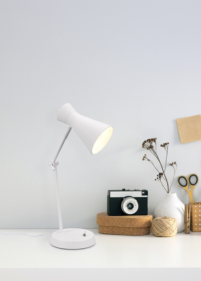 Pöytävalaisin TRIO Enzo E27 50cm mattavalkoinen