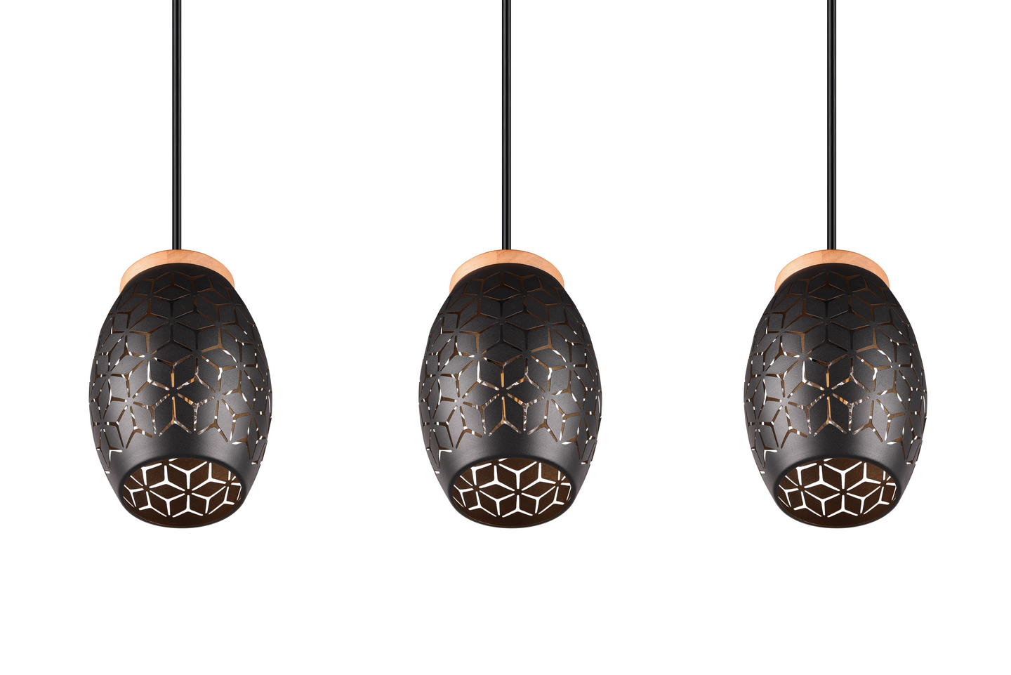 Riippuvalaisin TRIO Bidar E27 3-osainen musta/kulta