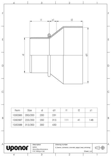 Jatkoyhde valurauta PVC 200x200