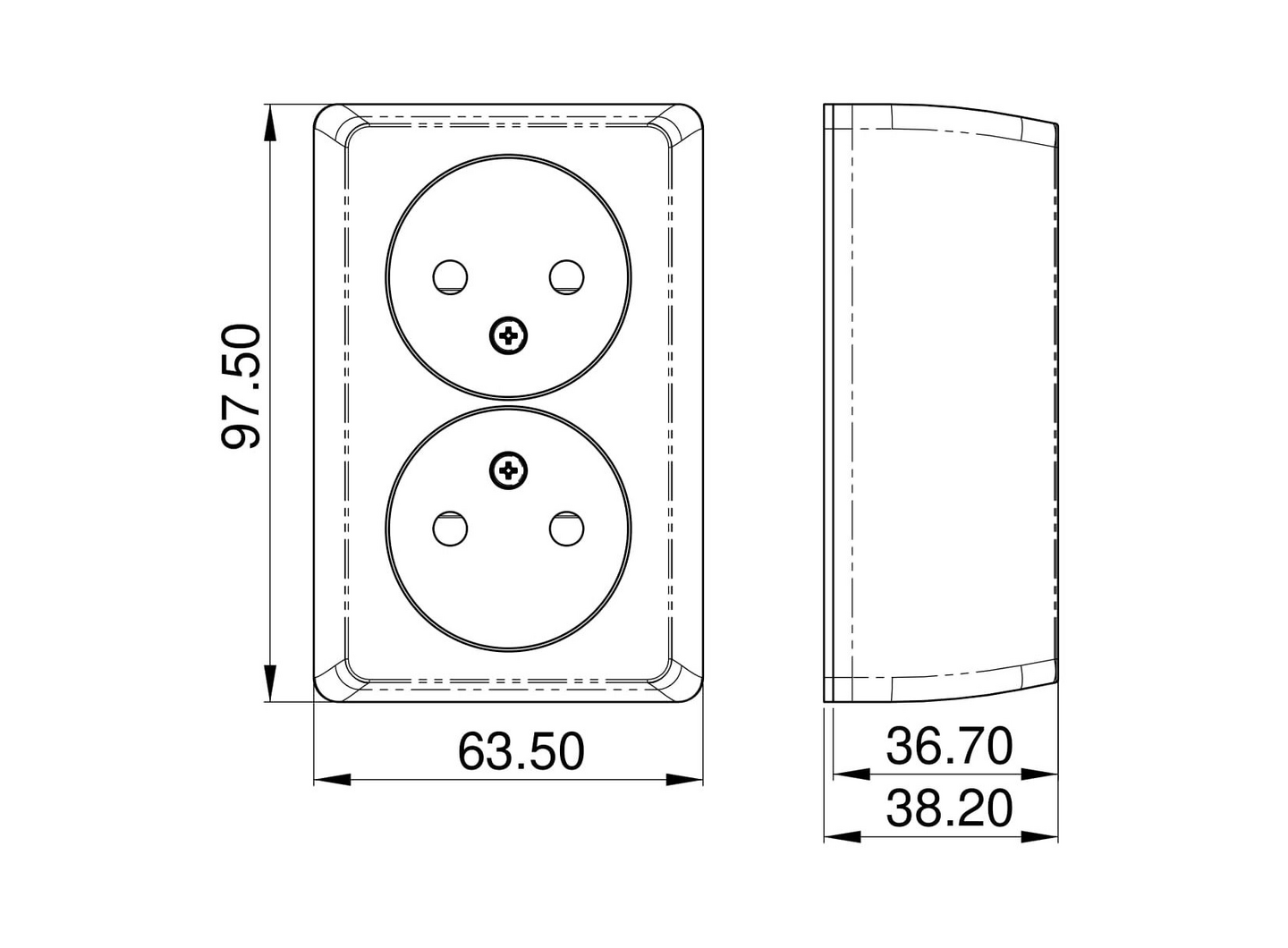 Pintapistorasia OPAL 2-os IP20 musta
