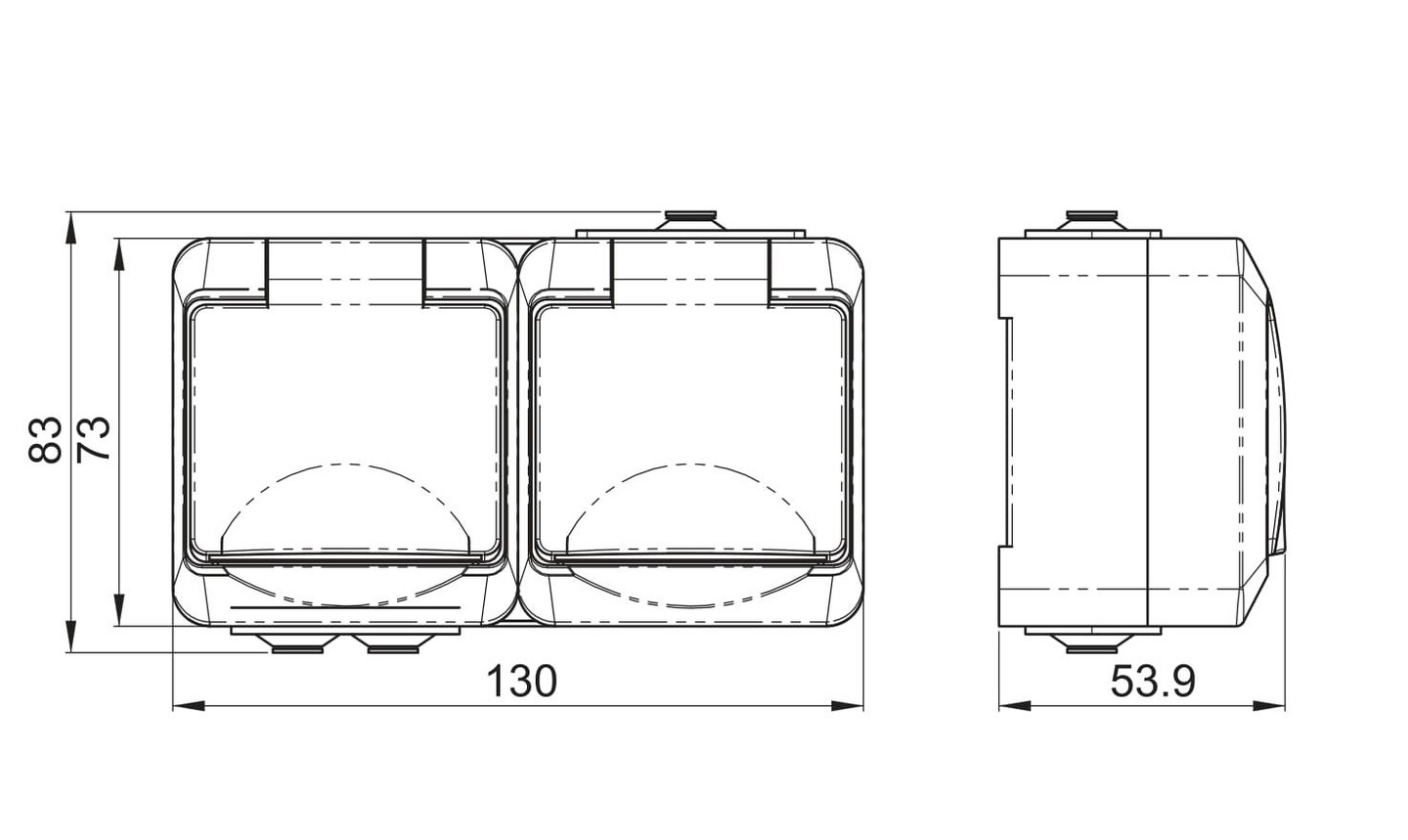 Pintapistorasia OPAL 2-os IP44 musta