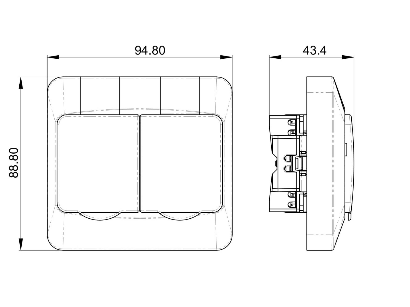 Uppopistorasia OPAL 2-os 16A IP44 musta
