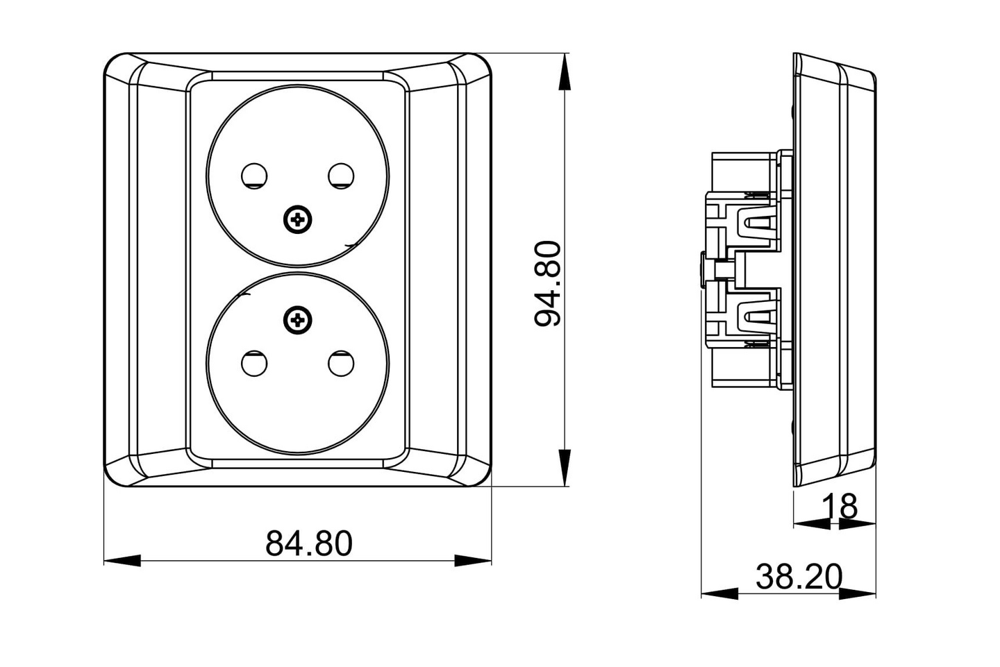 Uppopistorasia OPAL 2-os/IP20 musta