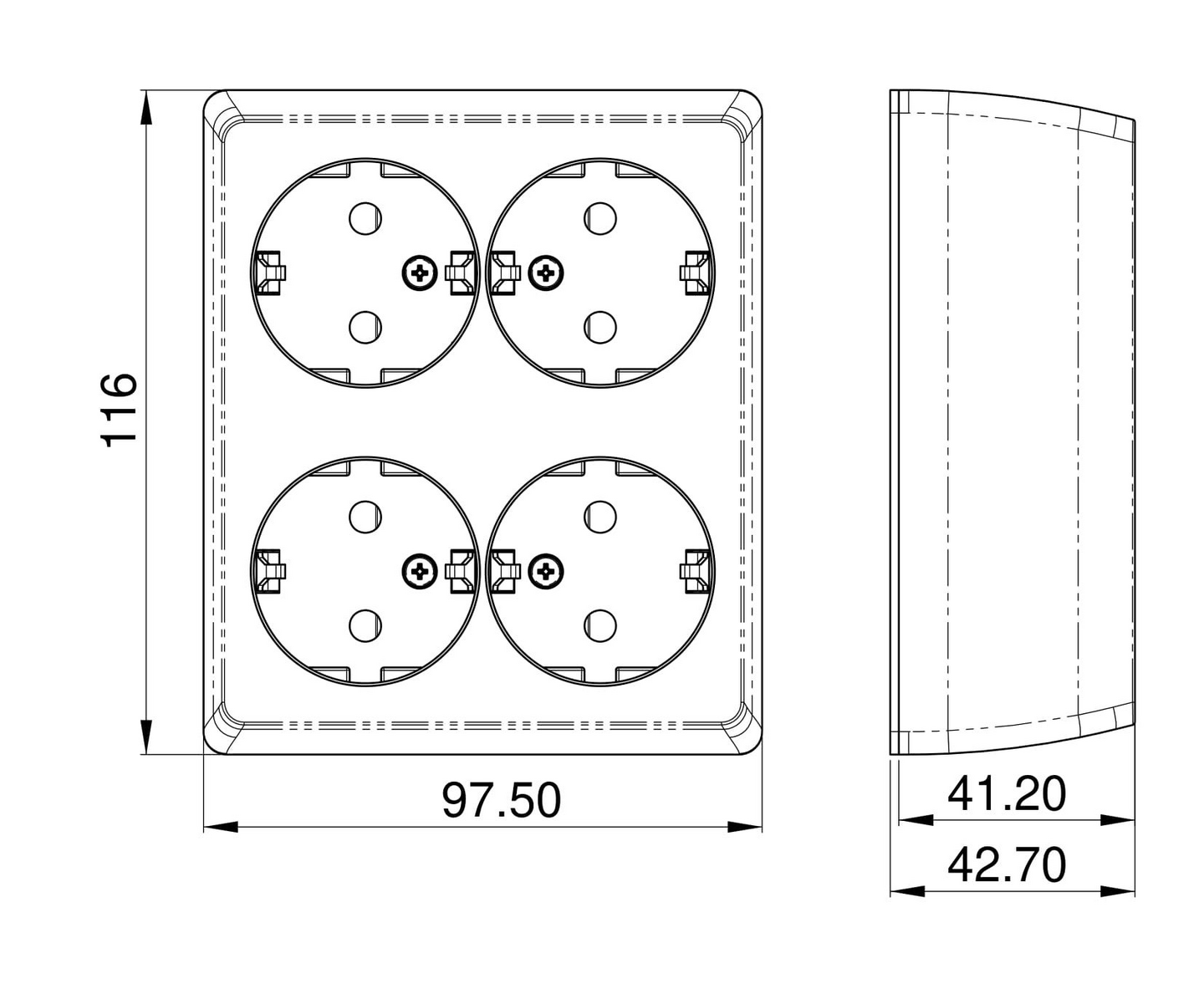 Pintapistorasia OPAL 4-os IP20 musta