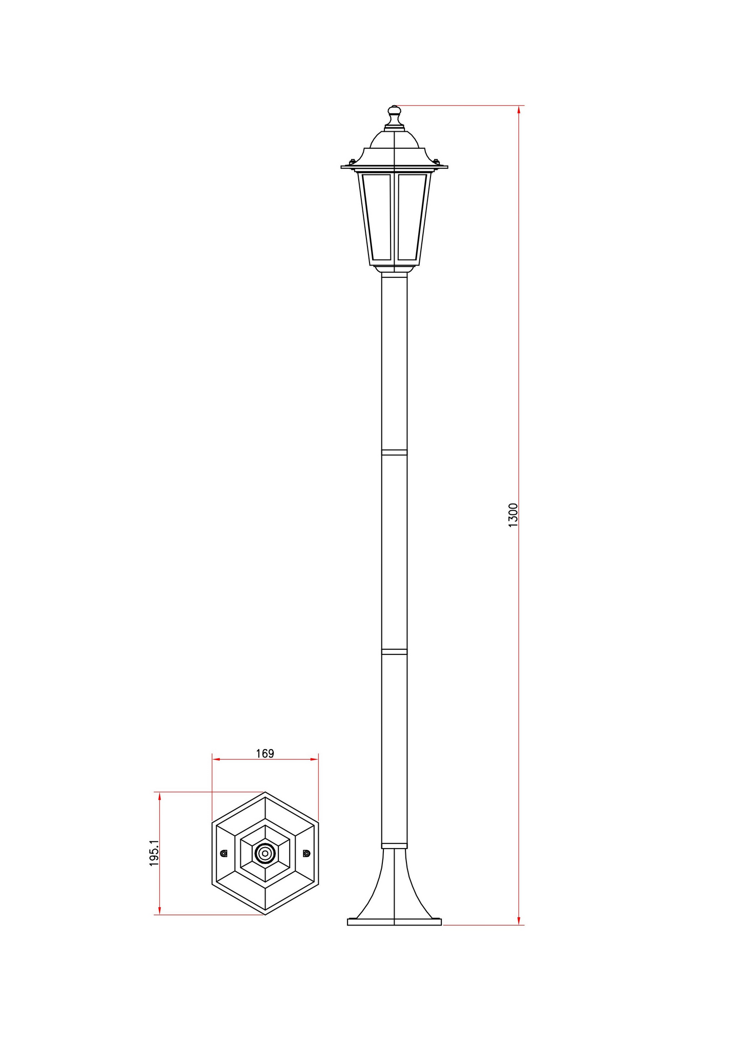 Ulkopylväsvalaisin Cello Solo II musta