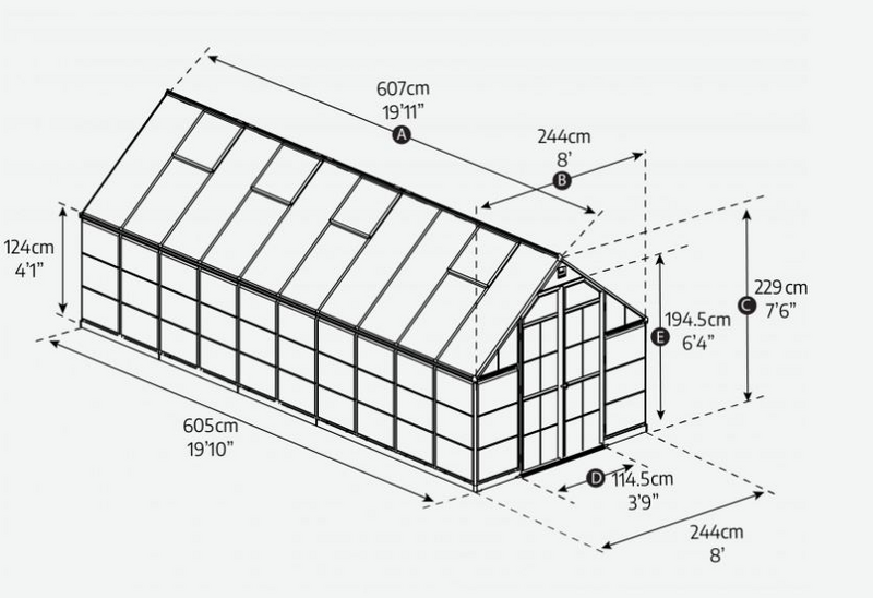 Kasvihuone Canopia Balance 14,8m² harmaa