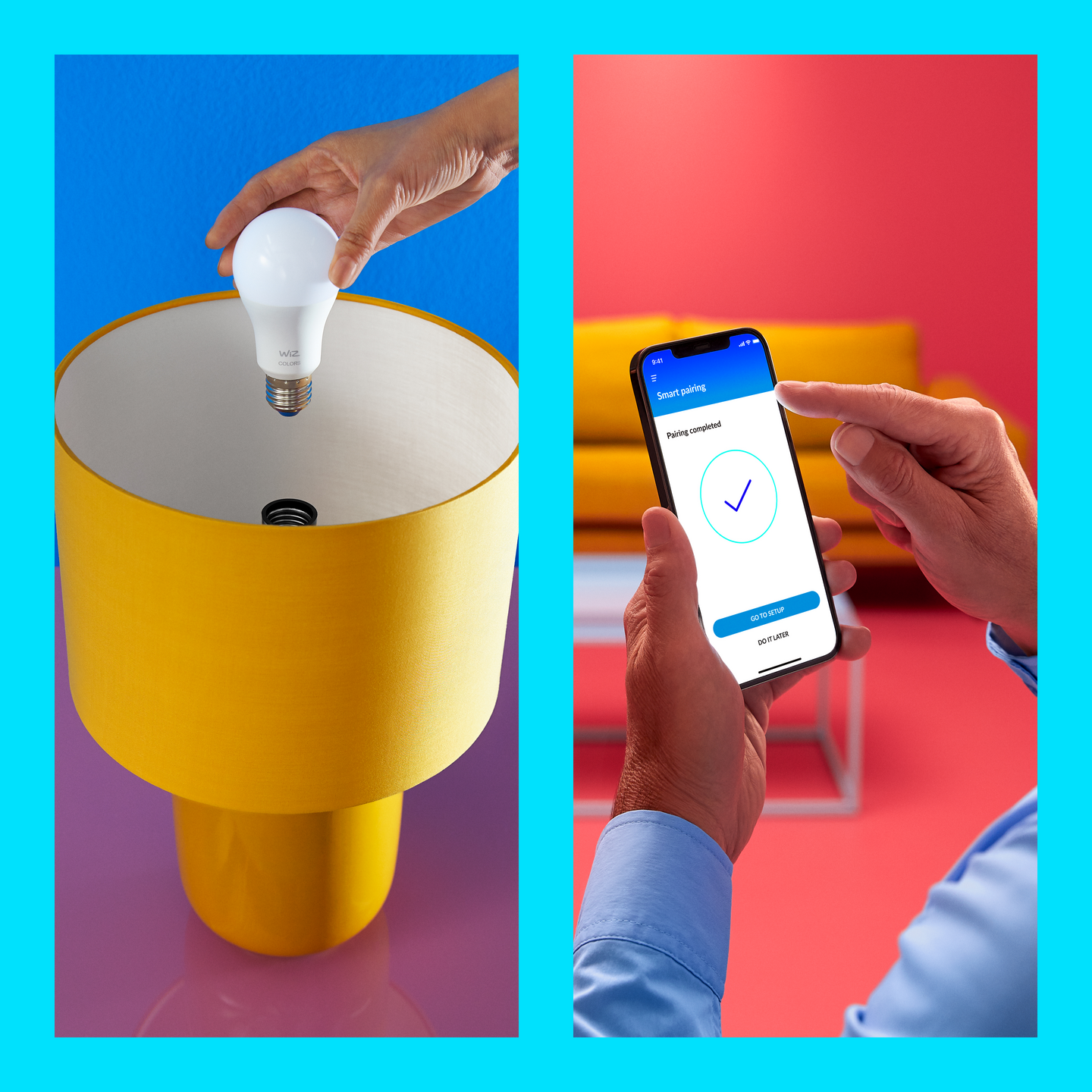 Led-lamppu WiZ RGB 8,5W 806lm E27 2200-6500K huurrettu 2kpl pakkaus