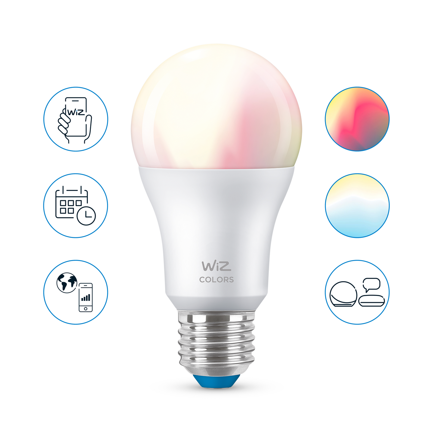 Led-lamppu WiZ RGB 8,5W 806lm E27 2200-6500K huurrettu