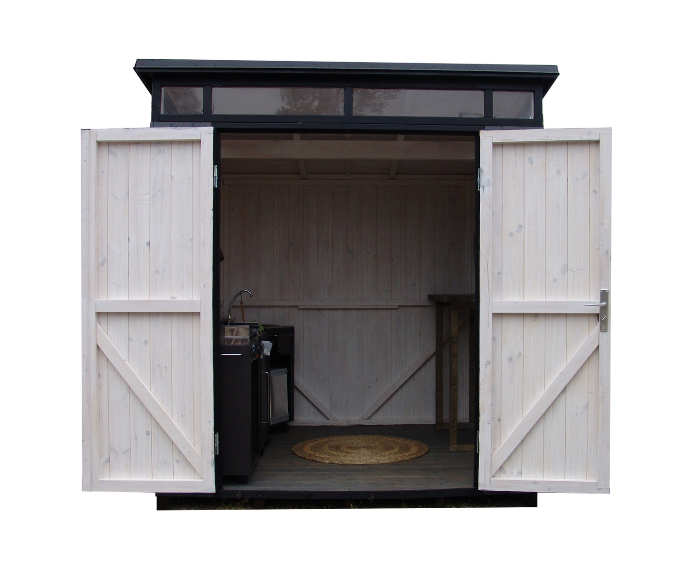 Kuusamo-varasto Tammiston Puu 208x208cm elementtirakenteinen pulpettikatolla