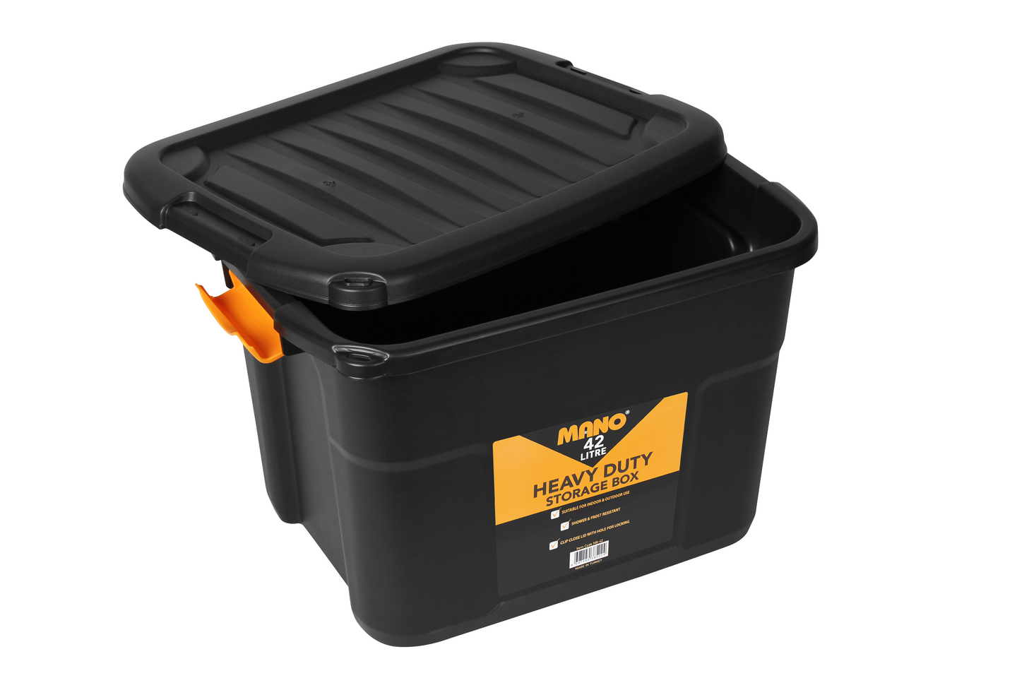 Varastolaatikko Mano 42l kannella musta