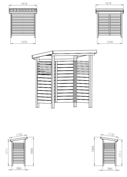 Jätekatos Goodiy Jalava 89x163cm ruskea painekyllästetty