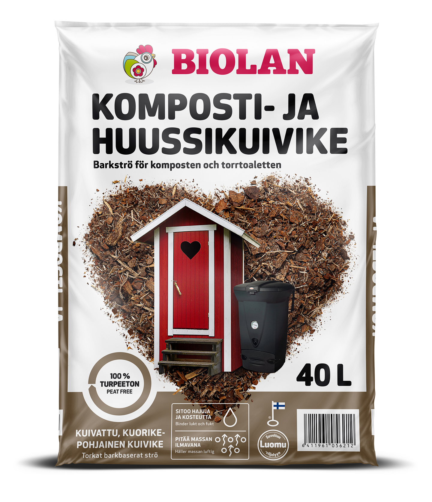 Komposti- ja huussikuivike Biolan turpeeton 40l