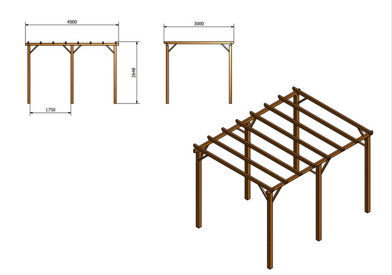 Pergola Goodiy Ruusu 400x300x249cm painekyllästetty ruskea