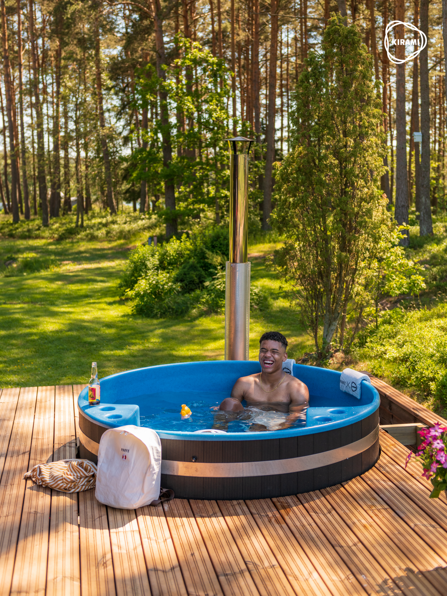 Kylpytynnyri Kirami Family M Macu lämpöpuu/harmaa