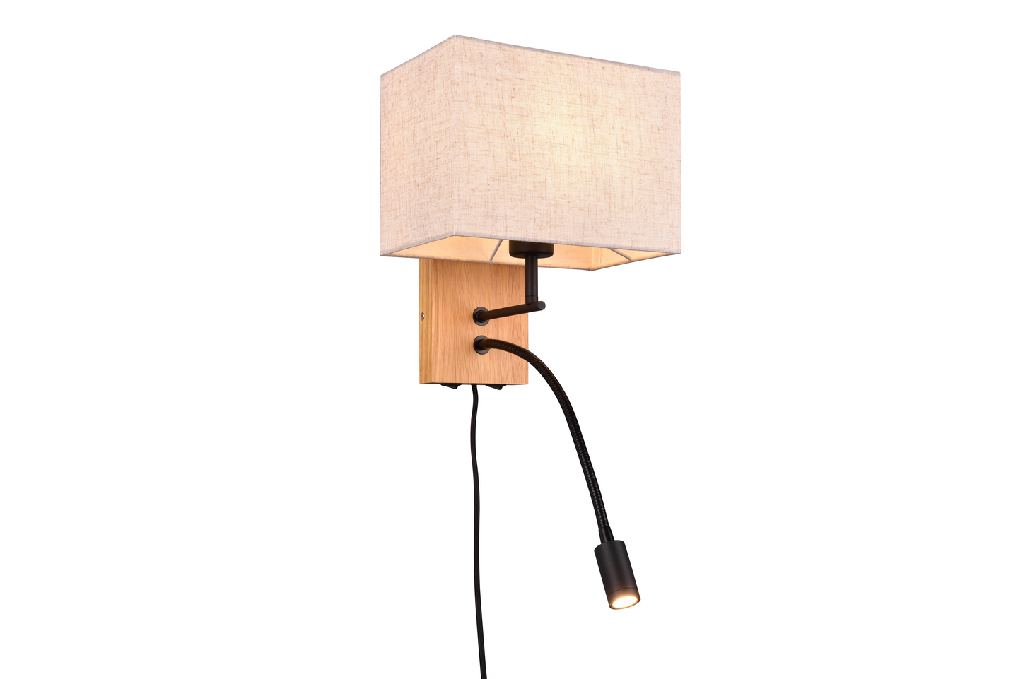 Seinävalaisin TRIO Nilam kiinteä led+E27 25 cm luonnonpuu/valkoinen