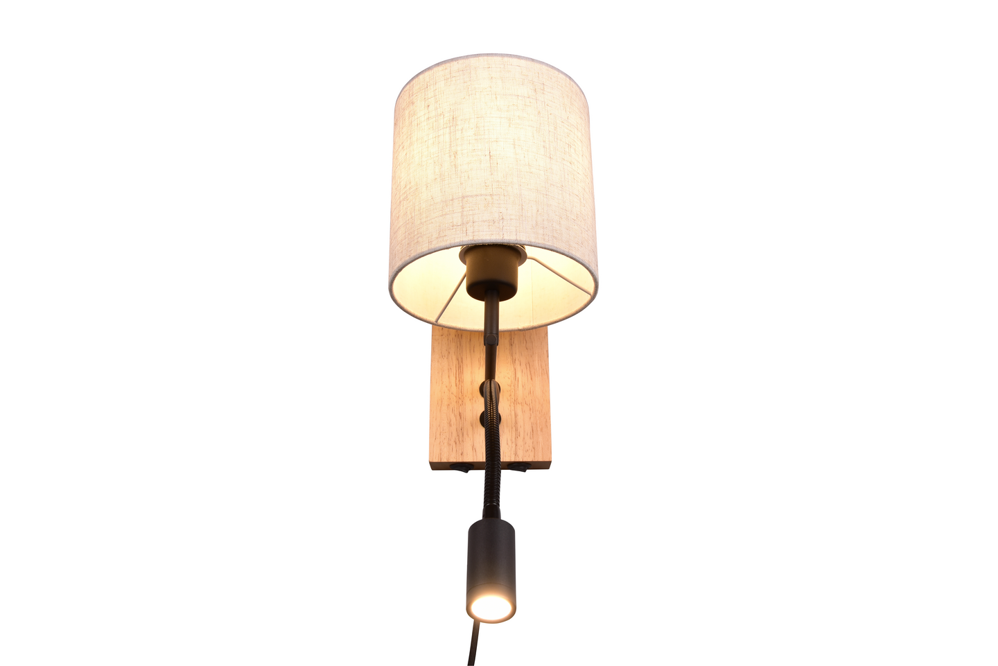 Seinävalaisin TRIO Nilam kiinteä led+E27 18 cm luonnonpuu/valkoinen