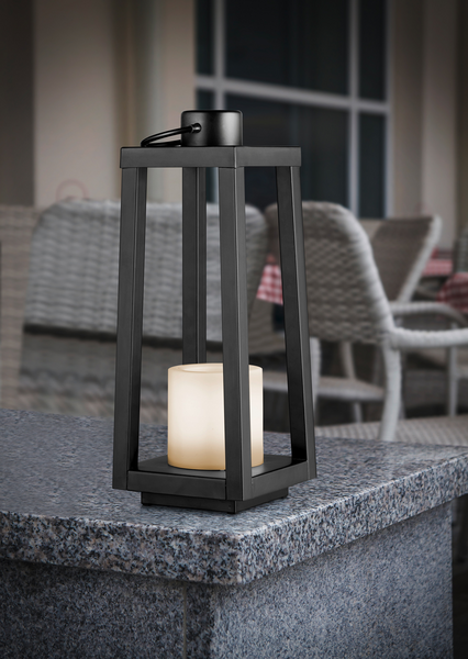 Aurinkokennopöytävalaisin TRIO Loja led IP44 ladattava mattamusta