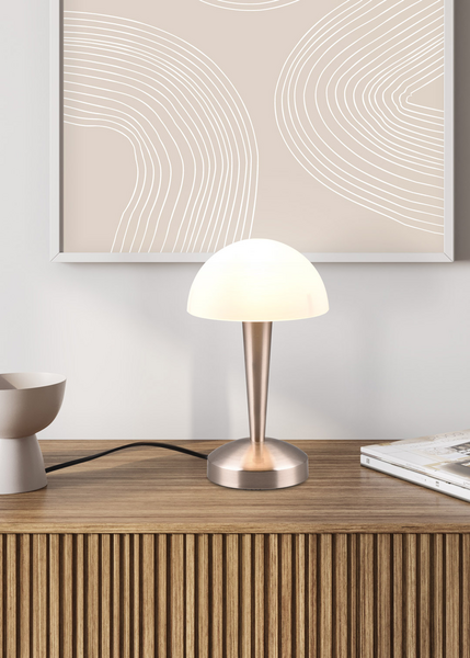 Pöytävalaisin TRIO Canaria E14 harjattu teräs