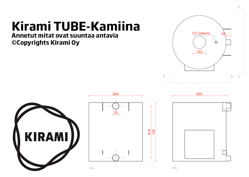 Kamina Tube ulkopuolinen 40kW oikea puu
