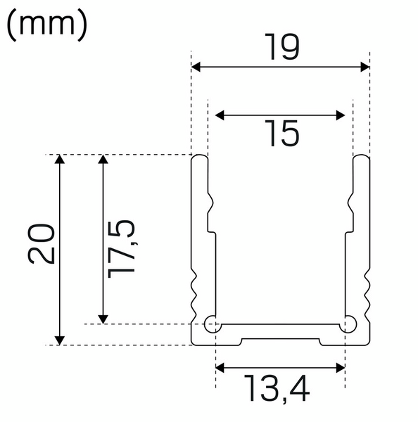 U-profiili led-nauhaan Hide-a-lite korkea 2m