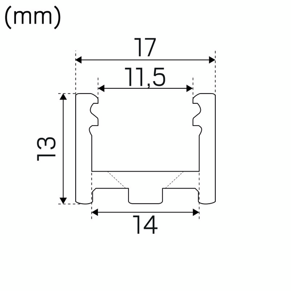 Ledprofiili Hide-a-lite U muovi 17mm 2m