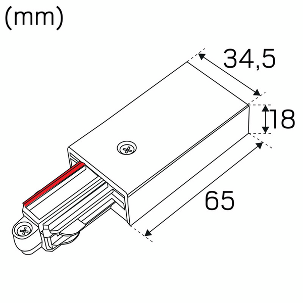Kiskotarvike Hide-a-lite LiteTrac liitin 1-vaihe vasen valkoinen