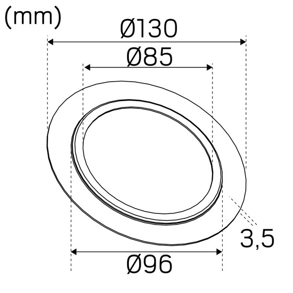 Mekaaninen lisätarvike Hide-a-lite kehys 130 Ø85mm valkoinen